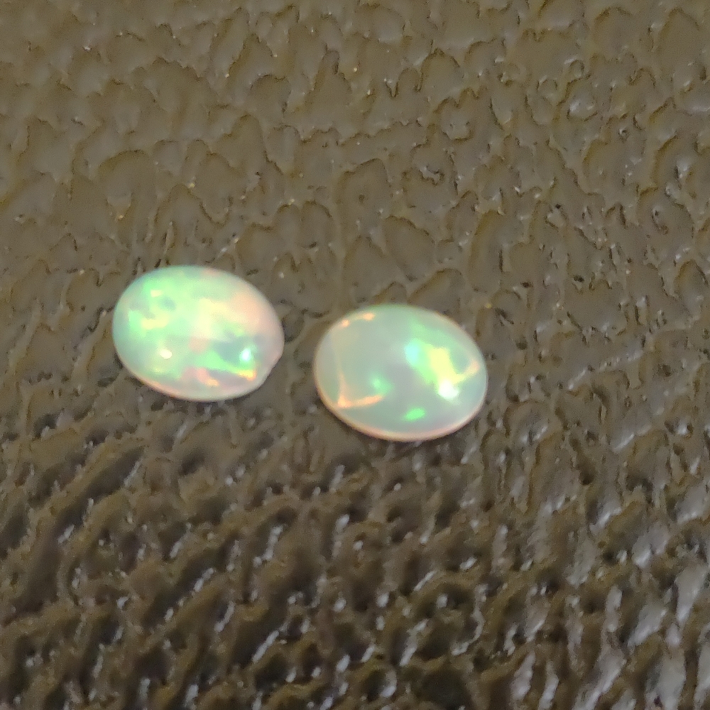 Natural Crystal Opal Cabochon Pair 2 Piece Lot #101
